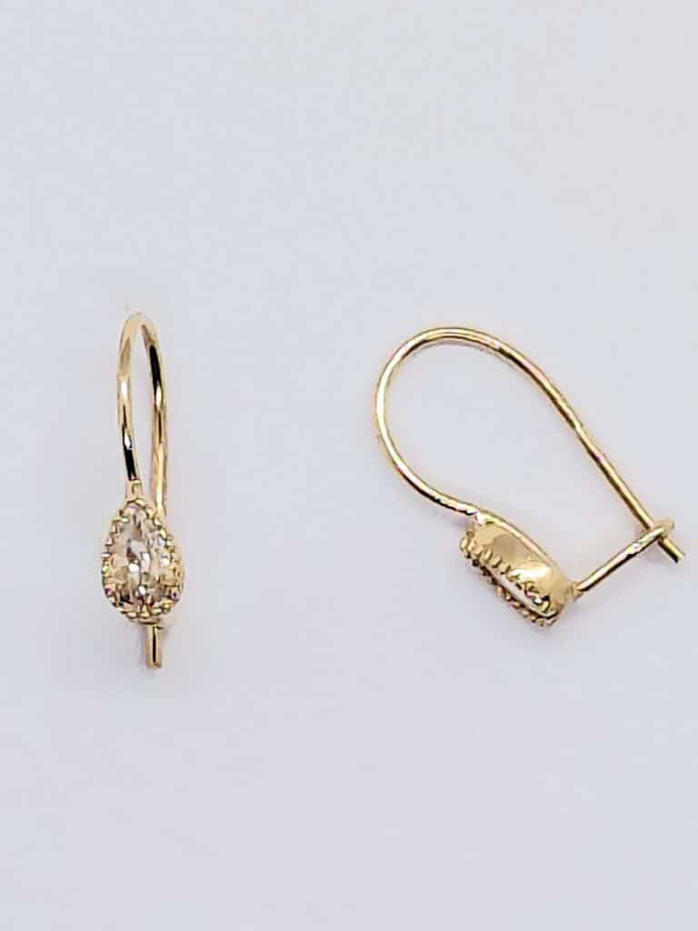 Σκουλαρίκια λευκό ζιργκόν χρυσό Κ9 ΤΟΓ