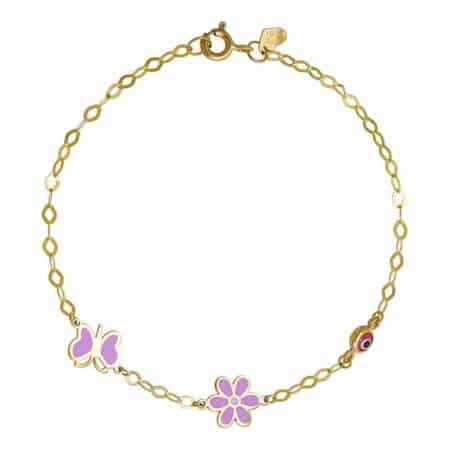 Παιδικό βραχιόλι λουλούδι χρυσό Κ9 ΤΟΓ