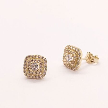 Σκουλαρίκια τετράγωνο λευκό ζιργκόν χρυσό Κ9 124705 ΚΟΝ