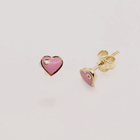 Σκουλαρίκια καρδιά ροζ χρυσό Κ9 ΡΣΜΧ320 AL