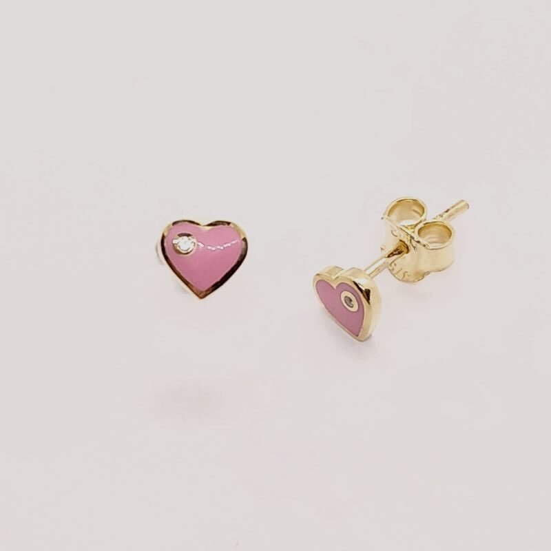 Σκουλαρίκια καρδιά ροζ χρυσό Κ9 ΡΣΜΧ320 AL