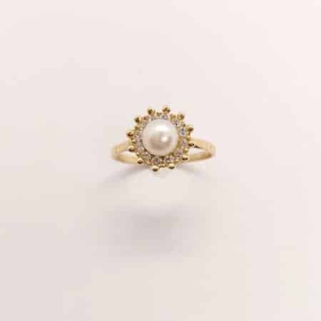 Δαχτυλίδι μαργαριτάρι χρυσό Κ14 ζιργόν 133415 SP